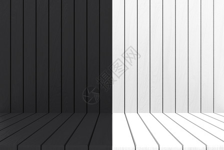 木材抽象的横幅3d填空黑色白木壁和地板背景图片