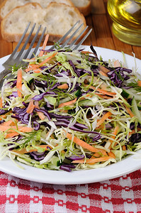 莳萝健康沙拉凉拌卷心菜红白配胡萝卜和黄瓜蔬菜图片