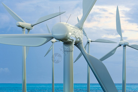 海上风力农场的3D交接金属一种来源背景图片