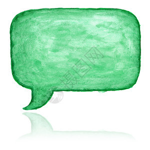 信息云洗绿色矩形语音泡图标白色背景上隔绝的水彩色油漆纹理图片
