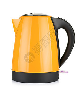 现代的茶橙色电水壶孤立在白色上塑料图片