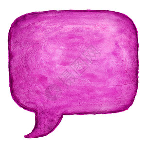 演讲长方形紫言泡图标白色背景上隔绝的水彩色油漆纹理讲话图片