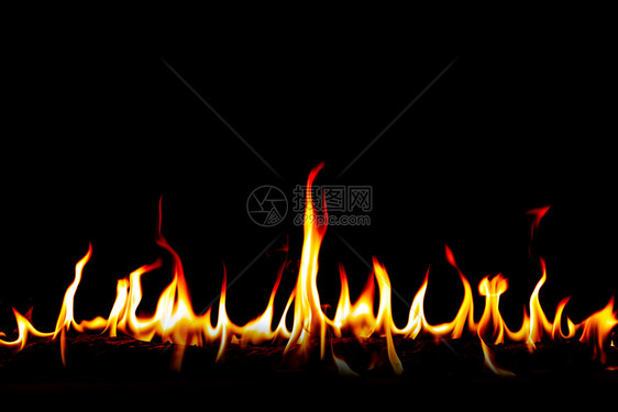 黑色的灾难抽象艺术黑色背景的火焰燃烧红色热火花上升烈橙光闪耀的飞行粒子点燃图片