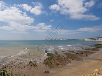 海浪洋悬崖夏季Wight岛旅游景点英国格兰图片