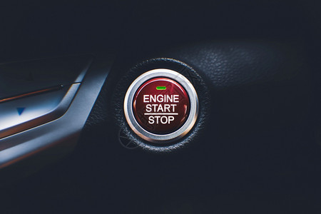 象征汽车无键输入系统的引擎启动停止按键N圆圈车辆图片
