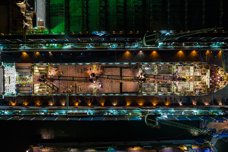 工作大型国际造船厂和航运站夜间在泰国的空中观光活动泰国7次运输建造图片