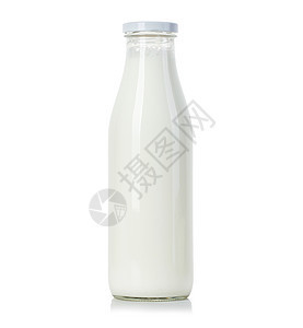 钙白背景孤立的奶瓶装牛有机的自然图片