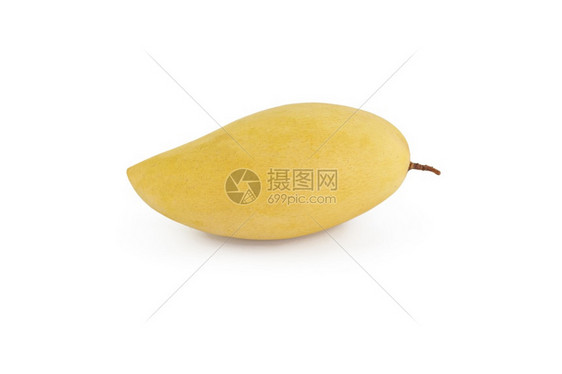 有机的白色背景上孤立的黄熟色芒果白的素食主义者图片