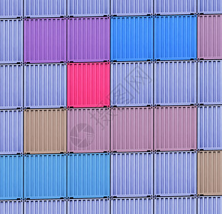 堆叠的码头多色货运集装箱的背景情况装在码头的多色货运集装箱加载后勤图片