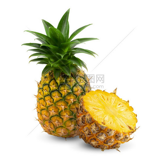 食物有机的成熟菠萝是孤立在白色背景上的热带水果健康图片
