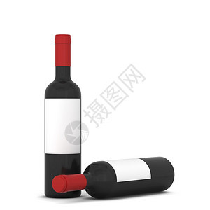 白色背景上孤立的红色酒瓶3d插图庆典奢华派对图片