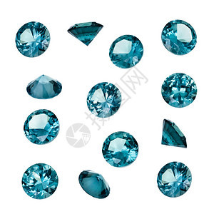 岩石宝贵的在白色背景上孤立的蓝色黄玉宝石奢华珠钻图片