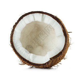 可自然半椰子切成白色破裂图片