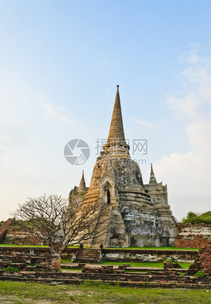 桑佩特地标宗教的泰国Ayutthaya古老的废墟寺庙图片