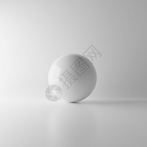 光滑闪亮的带照明和阴影白色背景上抽象白色反射球体真实模型概念单几何对象3D插图渲染闪耀图片