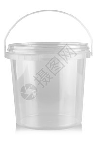 贮存干净的白色隔离空塑料食品桶白色隔离的空塑料食品桶包裹图片