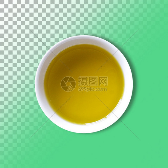 酱生的白碗上顶端观赏橄榄油与透明背景隔绝绿色图片