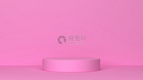 时尚展览广告墙壁前的单一讲台最小场景3d插图图片