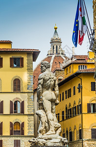 城市文化大教堂在意利佛罗伦萨的广场上巨型海王星雕像图片