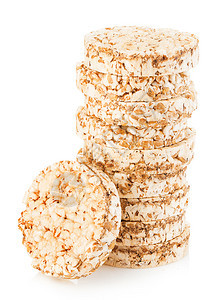 蛋糕圆圈以白色背景健康概念隔离的近距谷物面包纤维图片