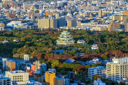 日本城市日本名古屋城市建筑背景