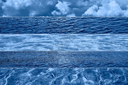 艺术波浪自然风暴海和戏剧天空时尚横幅以20年的颜色调经典的蓝色海洋或概念时尚的横幅以经典蓝色背景图片