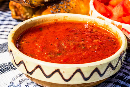 土制番茄酱紧贴传统生菜碗一顿饭配料吃图片
