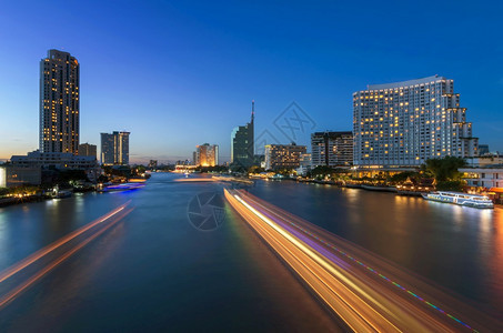 夜晚曼谷黄昏景区商业曼谷夜景的市风夜酒店旅行图片