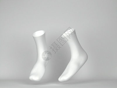柔软的服饰灰色背景白棉袜模型3d插图织物图片