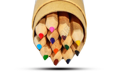 笔筒内的彩色铅笔图片