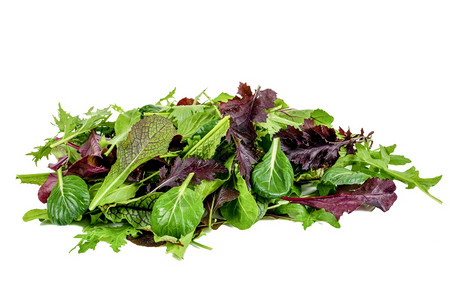 成分上孤立白底色背景的热混合新鲜地中海绿色素健康一顿饭饮食背景