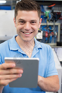 技能男人数字平板工厂男程师肖像图示机器图片