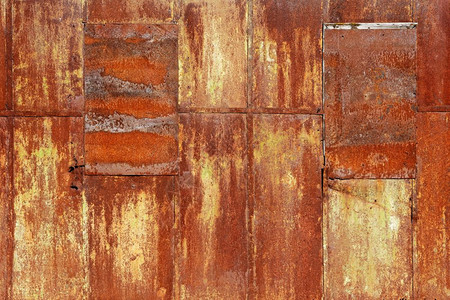 染色由生锈金属板制成的背景和纹理墙不均匀的接合物工业抽象材料关节肮脏的图片