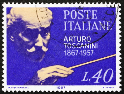 航运意大利1967年左右一张印在意大利的邮票显示1967年左右指挥家阿图罗托斯卡尼ArturoToscanini信邮资图片