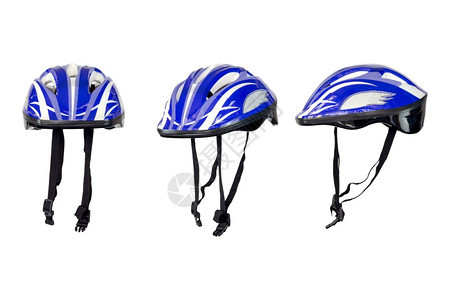 户外运动的塑料白底孤立骑自行车滑板和内衬冰安全头盔图片