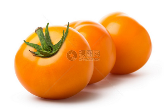 所有的樱桃三只黄西红柿番茄以白色背景被孤立食物图片