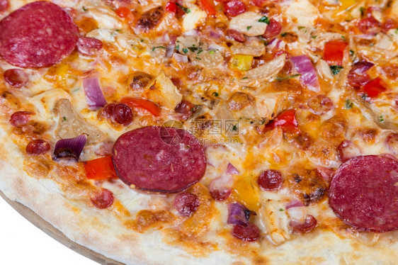 洋葱最佳煮熟的新鲜热快餐披萨切片图片