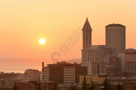 旅行美国华盛顿州西雅图市中心史密斯塔建筑物照片图片