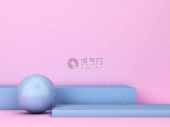 靠近墙壁旁的最小场景3d插图空的最小几何图片