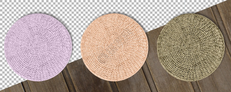 装饰风格网优质的设置彩色圆轮织草垫以透明背景隔离图片
