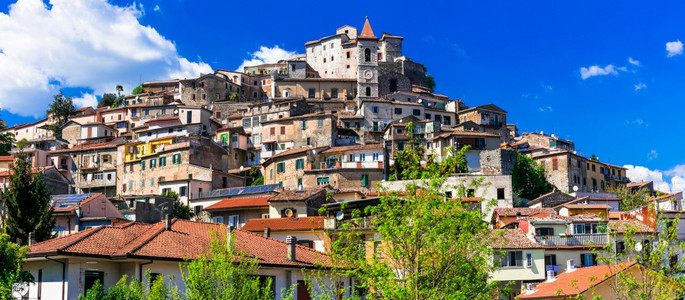 意大利典型的山顶中世纪村庄Ceccano公园最佳农业主义图片