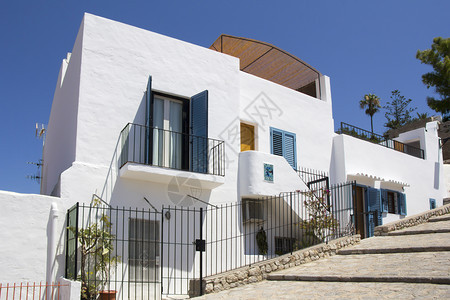 Ibiza老城称为DaltVilaIBIZA是位于地中海的巴利阿里群岛之一西班牙语建筑学旅游图片