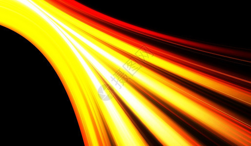 插图颜色流动的具有运射线技术和数字波的抽象红色和黄背景带有运动光技术和数字波图片