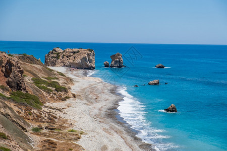 海浪PetratouRomiou塞浦路斯帕福著名的阿弗罗狄人出生地标阿芙罗狄蒂图片