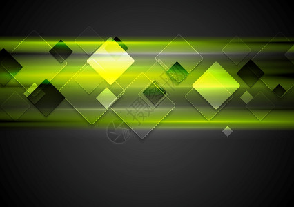 坡度深绿色发光技术背景黑绿色发光技术背景和方形未来派网络图片