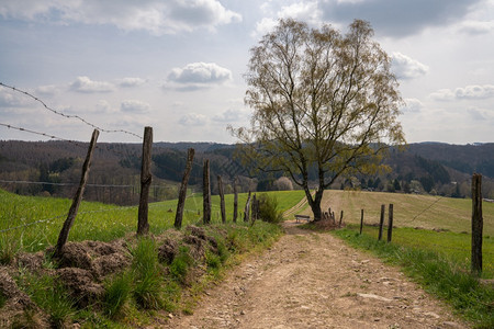 德国伯吉斯州BergischerPanoromasteig长途徒步远足的全景观生态系统天风景优美图片