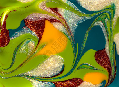 绘画绿色和黄活木质纹理抽象的画浪手工造地表面大理石涂料的创造背景多彩以液态形式呈现多种颜色模式艺术闪亮的图片