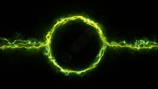 以电线中风为背景的假幻想电等离子星环气化PlasmaRingFx背景闪电激光线条图片