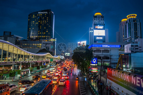 旅行交通曼谷泰国2018年5月日曼谷天线上许多人中央图片