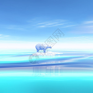海蓝色的北极熊白天站在冰山上3D变成北极熊3D方图片